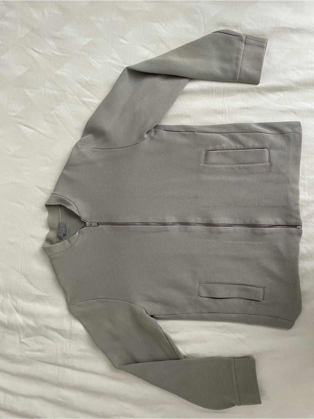 COS Men's Zip-Up Sweater Jacket in Light Gray